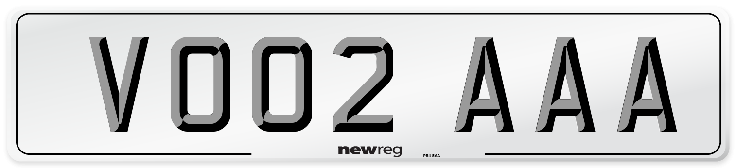 VO02 AAA Number Plate from New Reg